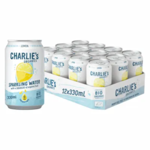 Charlie's Organics sparkling water lemon organic can (12x 33cl)