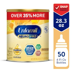 Enfamil NeuroPro Baby Formula, Triple Prebiotic Immune Blend with 2’FL HMO & Expert Recommended Omega-3 DHA, Inspired by Breast Milk, Non-GMO, Powder Can, 28.3 Oz