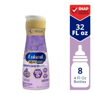 Enfamil NeuroPro Gentlease Baby Formula, Brain-Building Nutrition, Clinically Proven to reduce Fussiness, Gas & Crying in 24 hours, Ready-to-Use Bottle, 32 Fl Oz