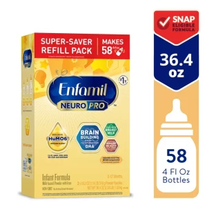 Enfamil NeuroPro Baby Formula, Triple Prebiotic Immune Blend with 2’FL HMO & Expert Recommended Omega-3 DHA, Inspired by Breast Milk, Non-GMO, Refill box, 36.4 Oz